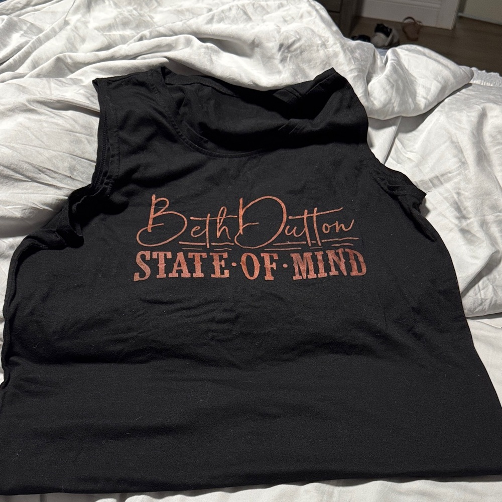 Black Sleeveless Top with Graphic Print